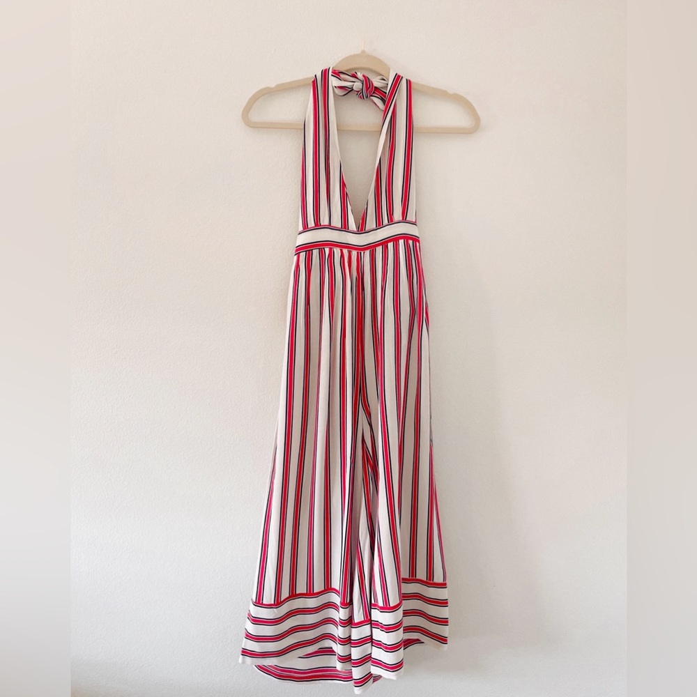 Urban outfitters wide leg red white and blue jumpsuit